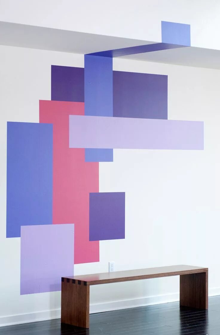 Квадраты на стене в интерьере Color Blocking Wall Decals by Mina Javid for Blik Diseño de pintura de pared, De