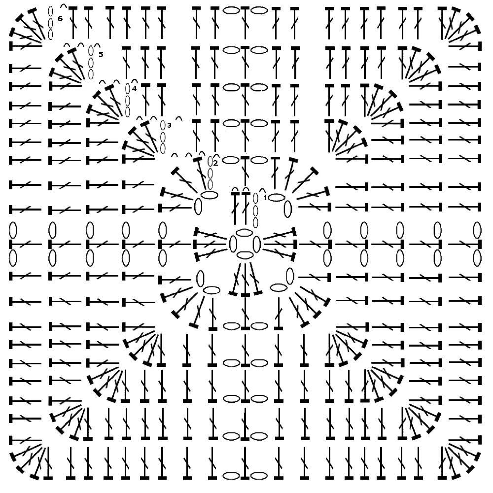 Квадраты вязания крючком со схемами Granny Square Diagram Puntadas De Ganchillo, Tapetes De Granny square crochet, G