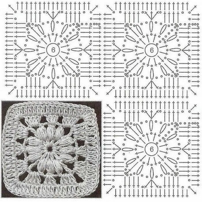 Квадраты вязаные крючком фото и схемы Цветок в квадратном мотиве Схемы вязания крючком, Схемы вязаных крючком квадрато