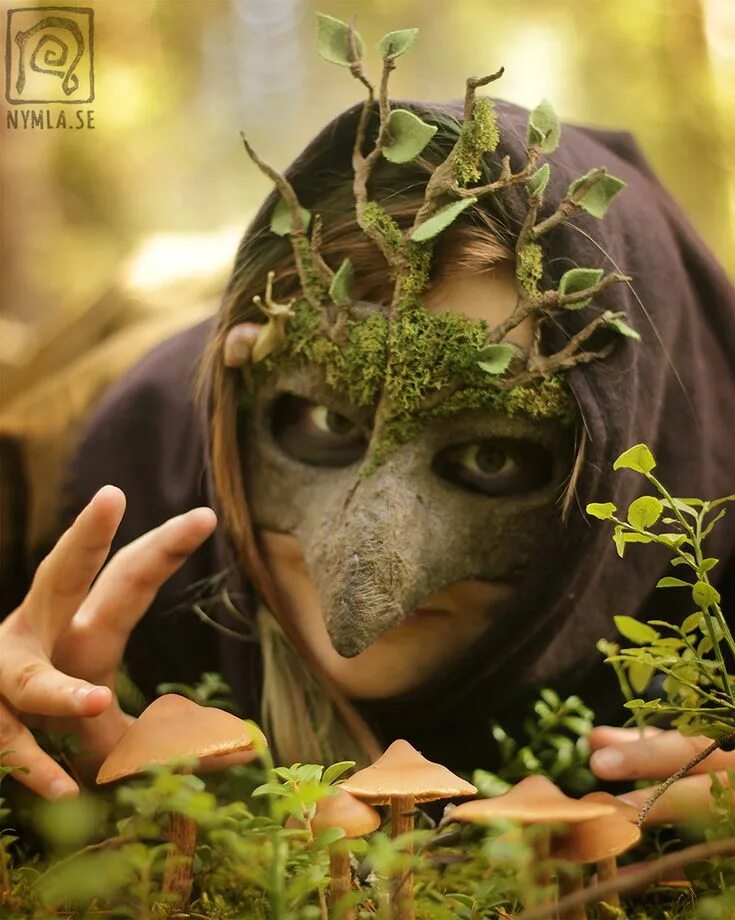 Квадробер фото в маске в лесу Mossy Mask n Mushrooms by Nymla Mask, Fantasy costumes, Masks art