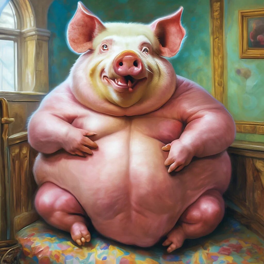 Квадробер свинья фото "A fat pig with a huge chest and a gap." - image created in Shedevrum