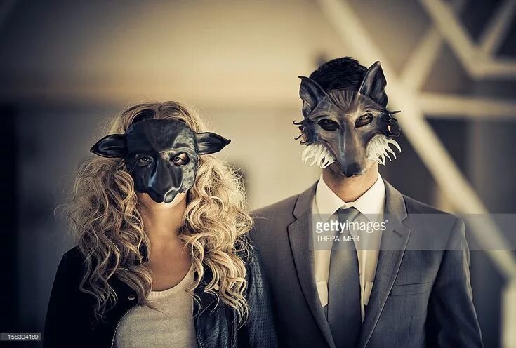 Квадроберы фото в маске животных young couple with animal mask wearing business like attire posing... Young coupl