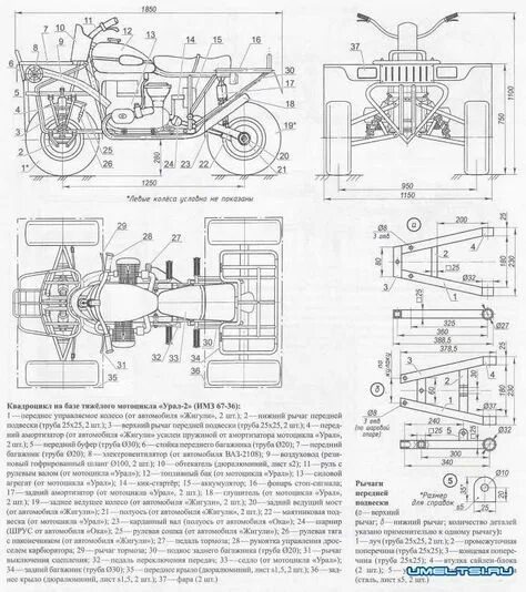 Квадроцикл своими руками чертежи размеры Квадроцикл своими руками из мотоцикла Урал Квадроцикл, Мотоцикл, Изготовленные н