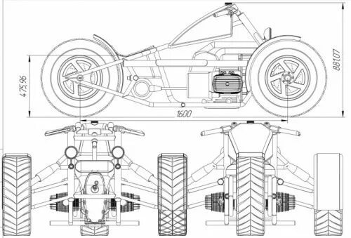 Квадроцикл своими руками чертежи размеры фото Reverse trike, Trike motorcycle, Truck diy