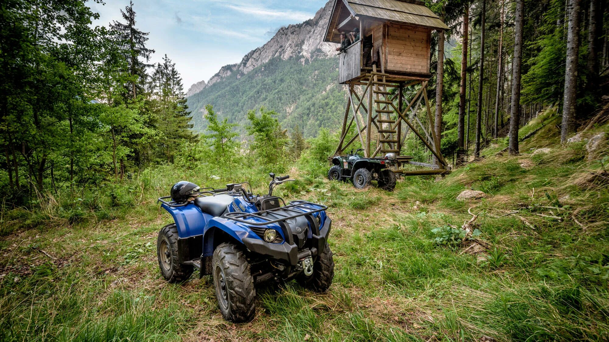 Квадроцикл в лесу фото Grizzly 450 EPS - ATV's & Side by Side - Yamaha Motor