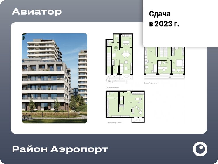 Квартал авиатор ул аэропорт 25 1 фото Купить 3-комнатную квартиру 145,2 м² по адресу Новосибирск, Заельцовский район, 