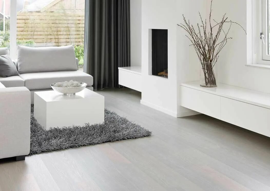 Кварц винил белый в интерьере Light hardwood floors and laminate in the interior White laminate flooring, Grey