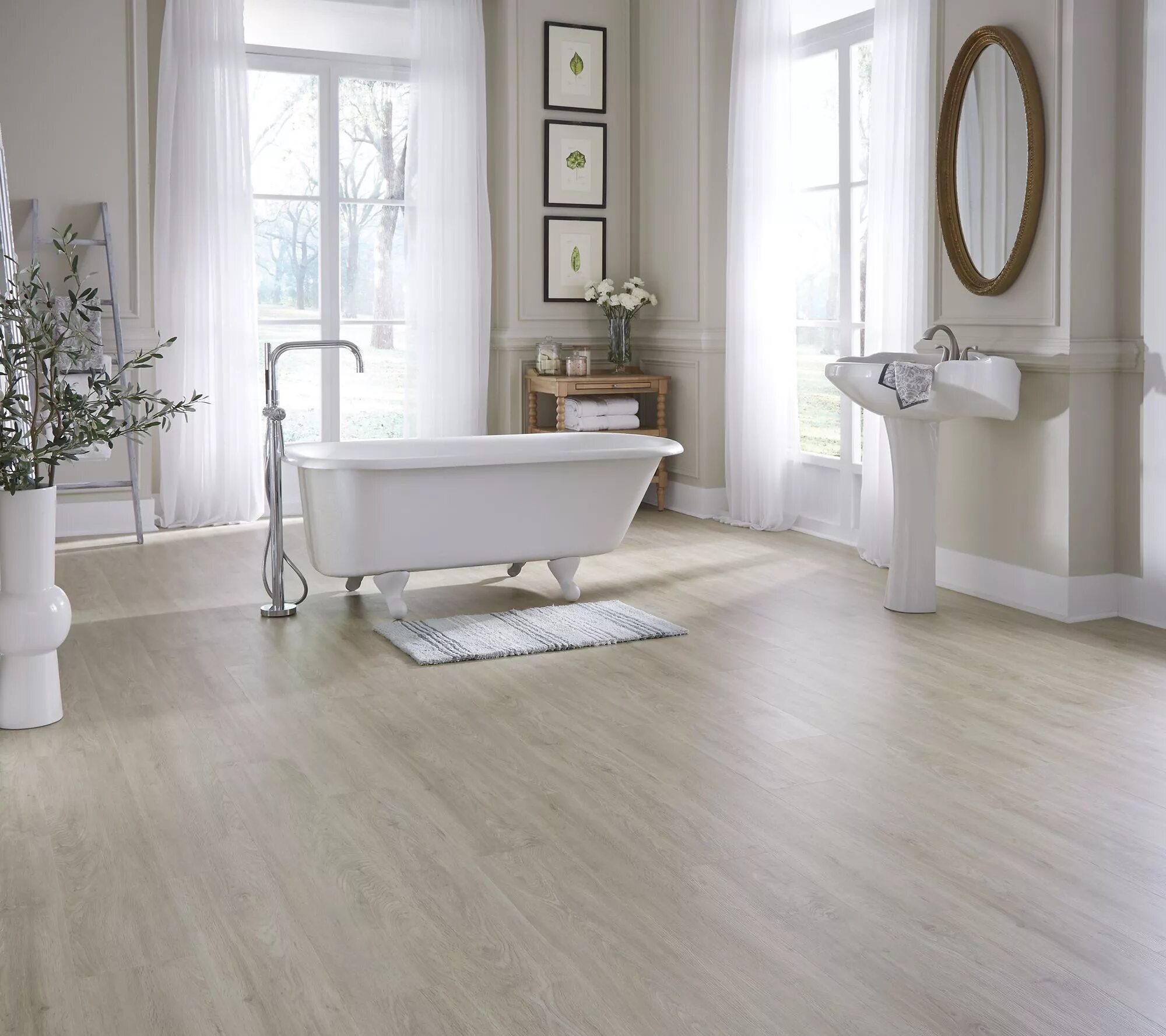 Кварц винил в ванной фото When it's waterproof, it's worry-proof! That's Sandbridge Oak Engineered Vinyl P