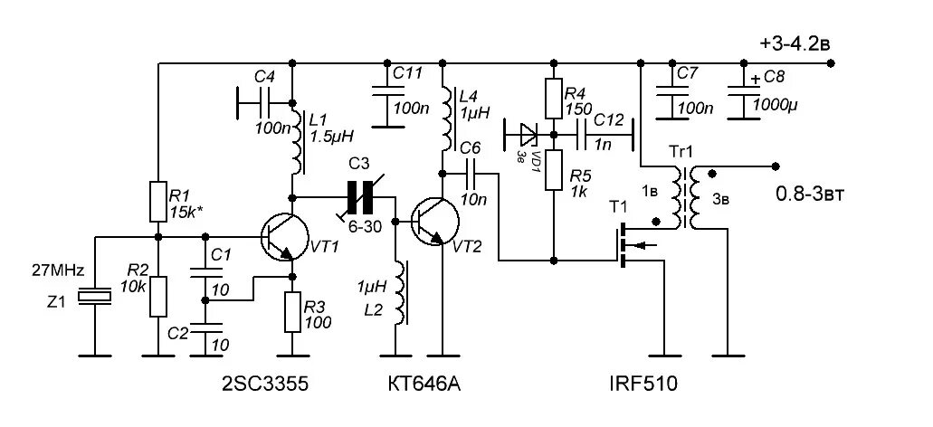 Кварцевый генератор 10 мгц схема подключения VRTP - Простой и дешевый УМВЧ 27МГц 35ВТ