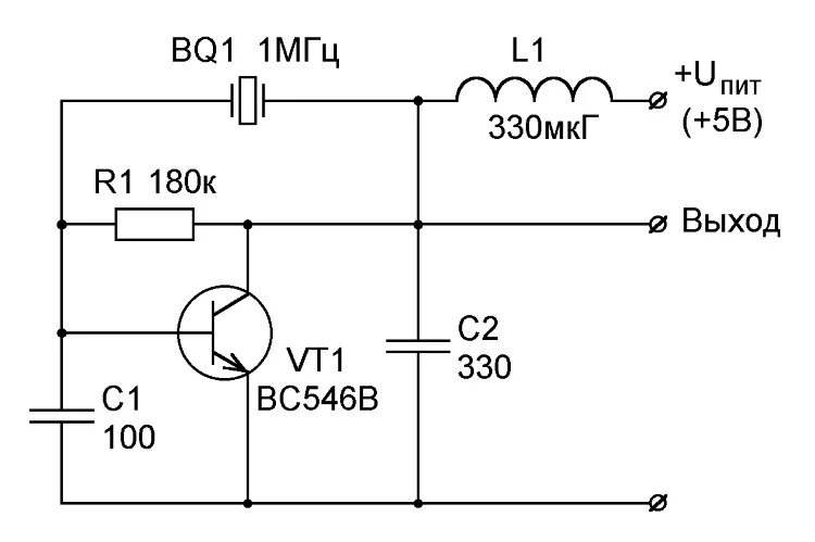 Кварцевый генератор 10 мгц схема подключения Ответы Mail.ru: Есть у кого простая схема генератора на 1мгц, на 1 или 2 транзис