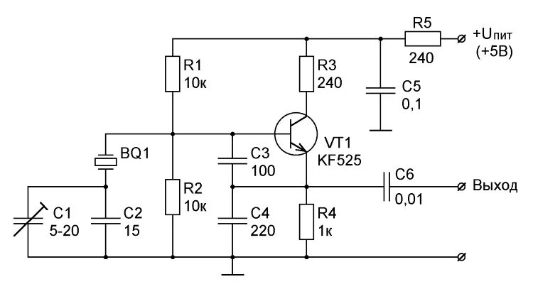 Кварцевый генератор 10 мгц схема подключения Ответы Mail.ru: Можно ли сделать средневолновый передатчик на 1 транзисторе типа