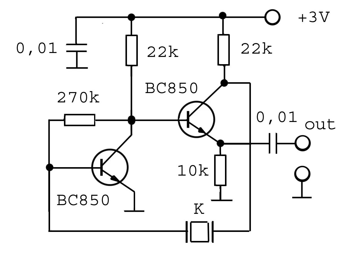 Кварцевый генератор 10 мгц схема подключения Самодельный транзисторный генератор на часовом кварце 32,768 кГц. Дед клуб Дзен