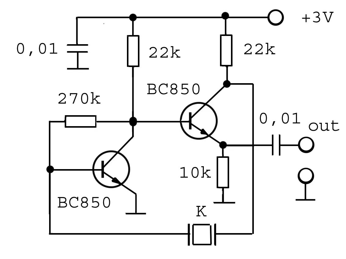 Кварцевый генератор схема подключения Самодельный транзисторный генератор на часовом кварце 32,768 кГц. Дед клуб Дзен