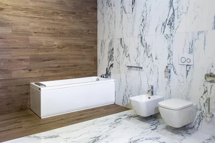 Кварцвинил в ванной фото Мрамор и дерево в ванной: учимся сочетать правильно