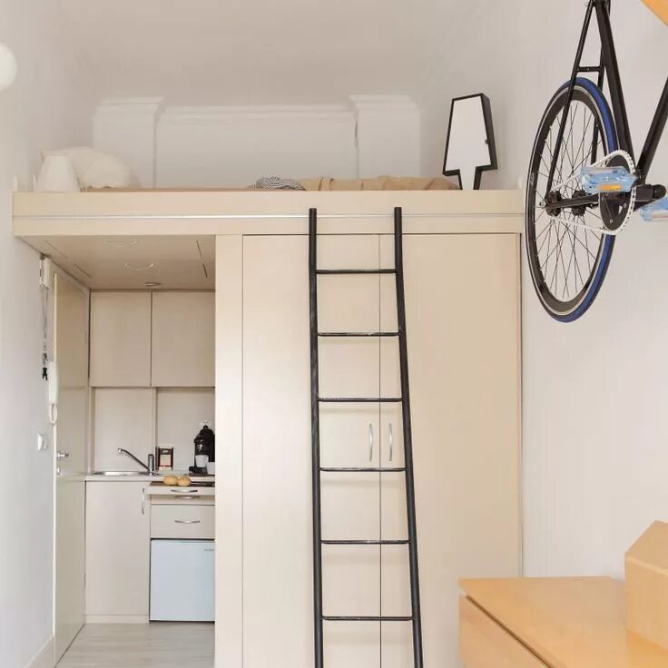 Квартира 11 фото 10 of the tiniest bedrooms from Dezeen's Pinterest boards Micro apartment, Apart