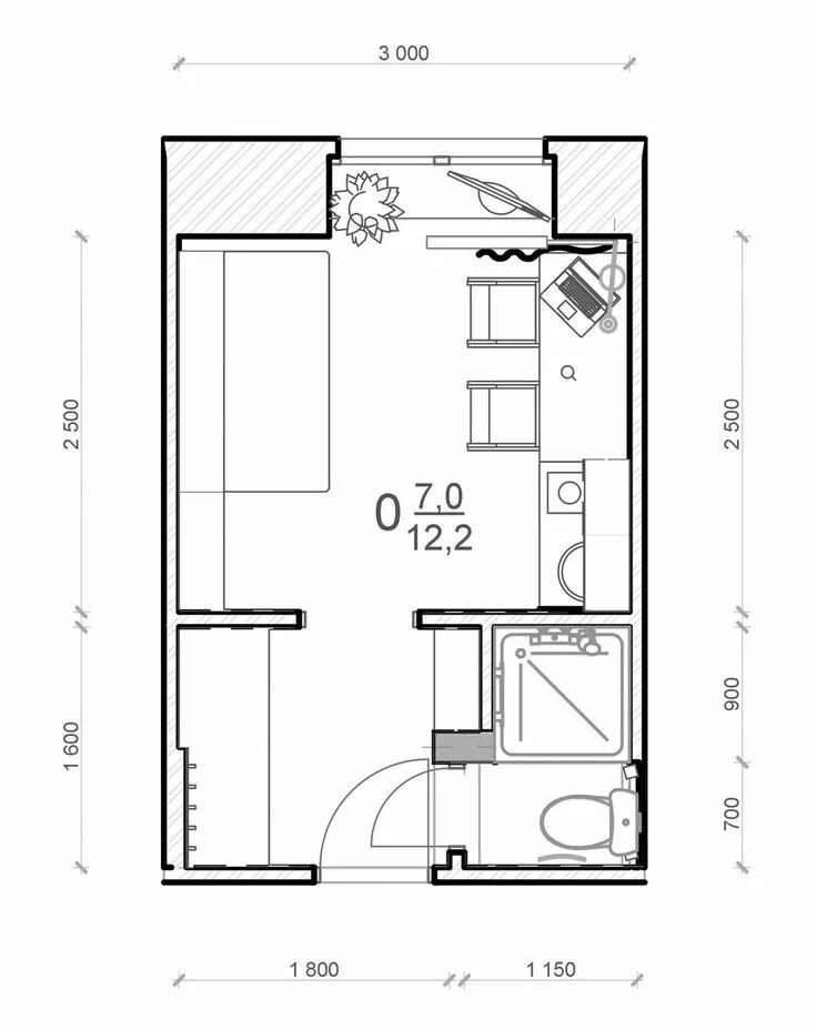 Квартира 11 кв м планировка 12 квадратных метров в Братске - SMART&MINI. Квартира до 30 кв. метров PINWIN - 