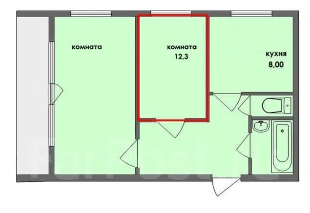 Квартира 121 серии планировка 2 комнатная Комната, улица Магнитогорская 6, юг, 9 этажей, 7 этаж, 13,0 кв. м. долгосрочная 