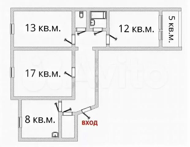 Квартира 121 серии планировка 2 комнатная 3-к. квартира, 64 м², 9/10 эт. на продажу в Барнауле Купить квартиру Авито