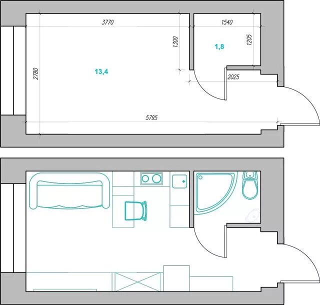 Квартира 15 кв м планировка Планировка квартиры-студии Planos de casas, Casas pequeñas, Casas