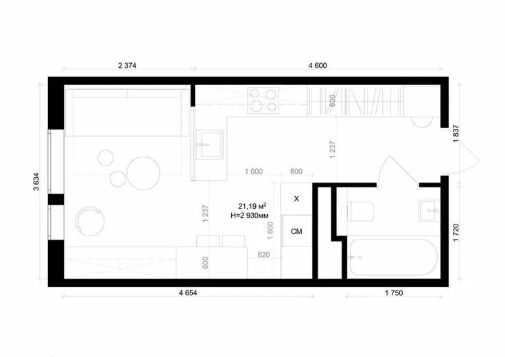 Квартира 15 кв м планировка 3 Small Spaces Packed With Big Style (Includes Floor Plans) Floor plans, Small a