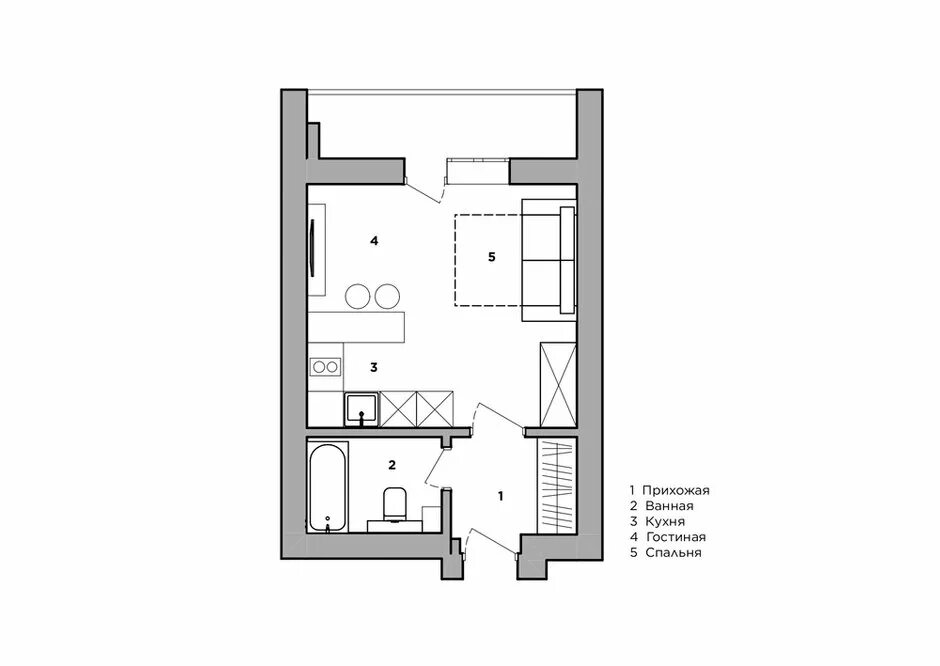 Квартира 18 кв м планировка Маленькая яркая студия для молодой семьи - INMYROOM