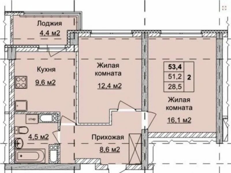 Квартира 2 нижний новгород планировка Купить 2-комнатную квартиру, 53 кв. м., Нижний Новгород, цена 3670000 руб., № 99