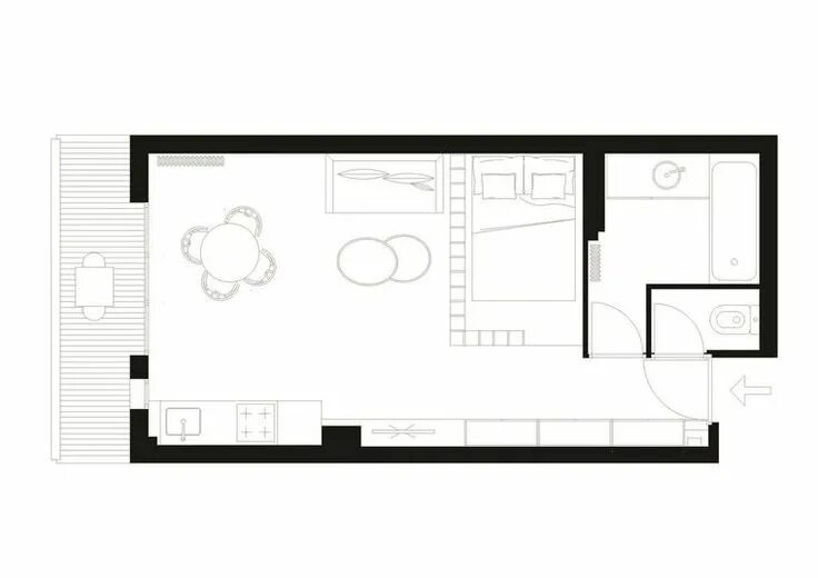 Квартира 24 кв м планировка Studio Asnières-sur-Seine : un 25 m2 transformé en appartement Aménagement studi