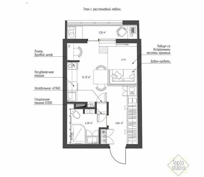 Квартира 26 кв м планировка Pin von mihail3891 auf floor plan Grundriss, Studioappartement dekoration, Einzi