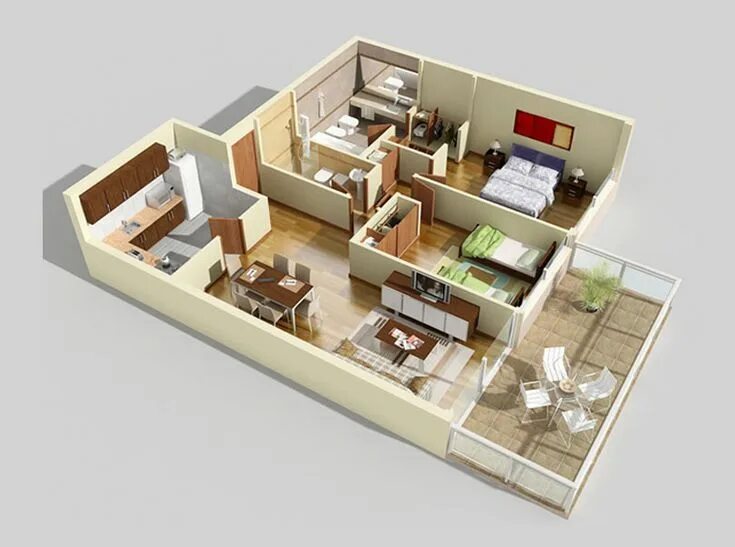 Квартира 3 фото Pin by Maria on 3D House Plans & Floor Plans Guest house plans, House plans, Hou