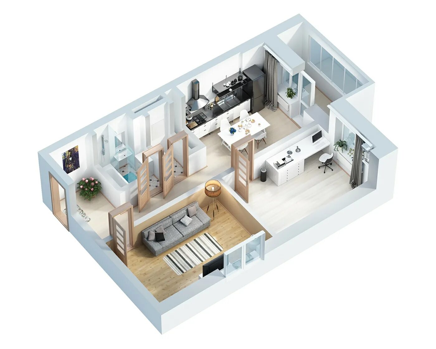 Квартира 3 планировка 3D floorplan :: Behance