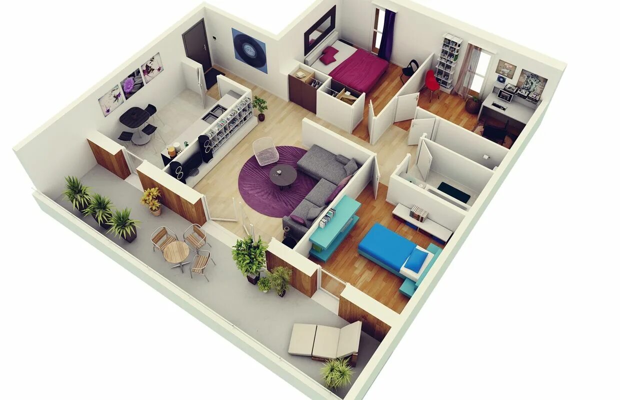 Квартира 3 планировка Pin by Ahmad Elkayal on 3 bedroom Bedroom house plans, Small house plans, House 