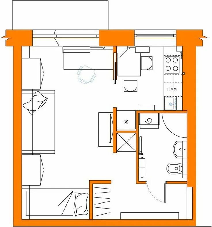 Квартира 31 кв м планировка Дизайн хрущевки (28 кв.м.) Планировки, Дизайн для небольшой квартиры, Квартира