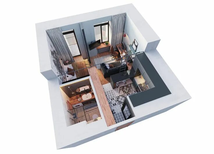 Квартира 32 кв м планировка фото 5 Studio Apartments that Use Space Splendidly Studio apartment, Apartment layout