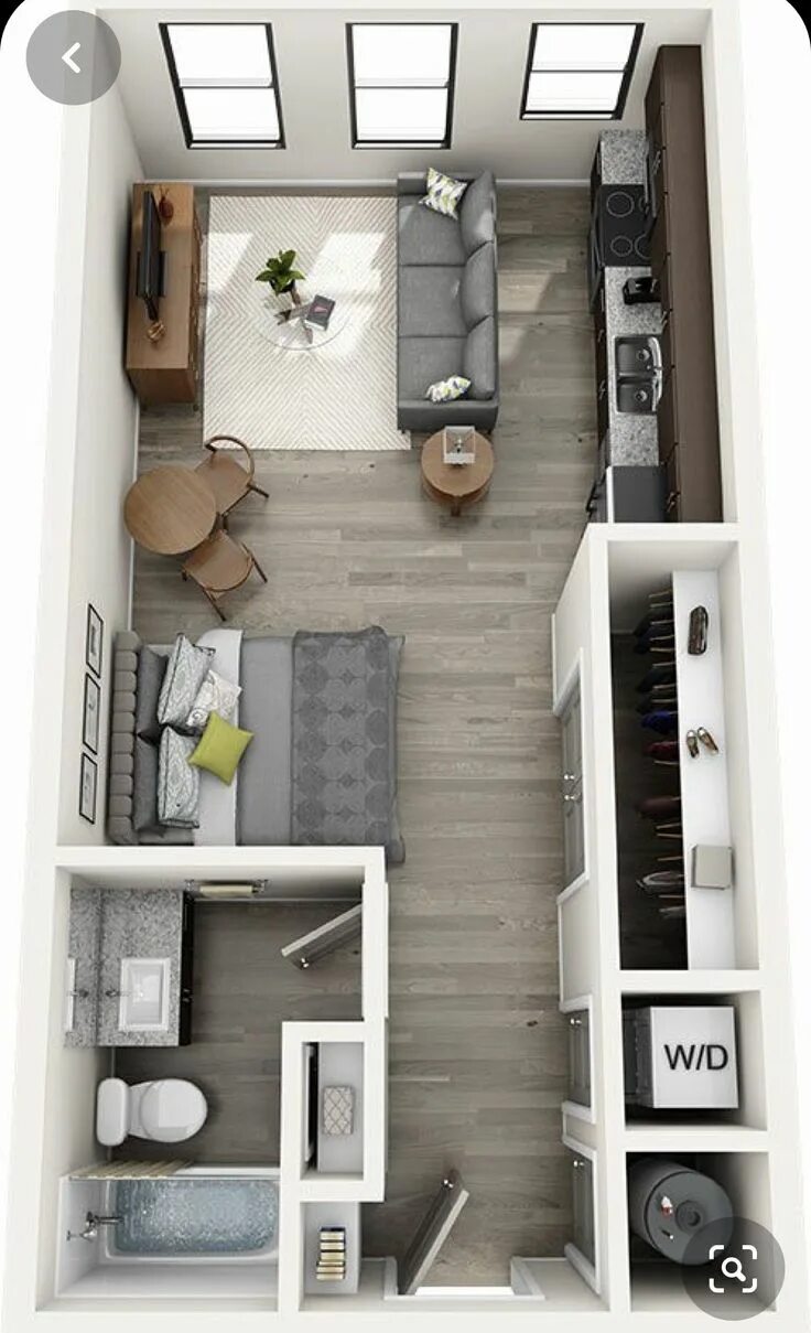 Квартира 32 кв м планировка фото Pin on Petit appartement Studio apartment layout, Apartment layout, Studio apart