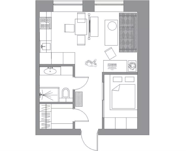 Квартира 33 кв м дизайн планировка Comment séparer les espaces dans un petit appartement ? Small apartment layout, 