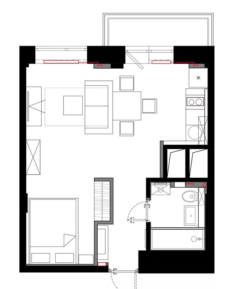 Квартира 33 кв м дизайн планировка Планировка квартиры-студии 33 кв. м. Small apartment design, Small house floor p