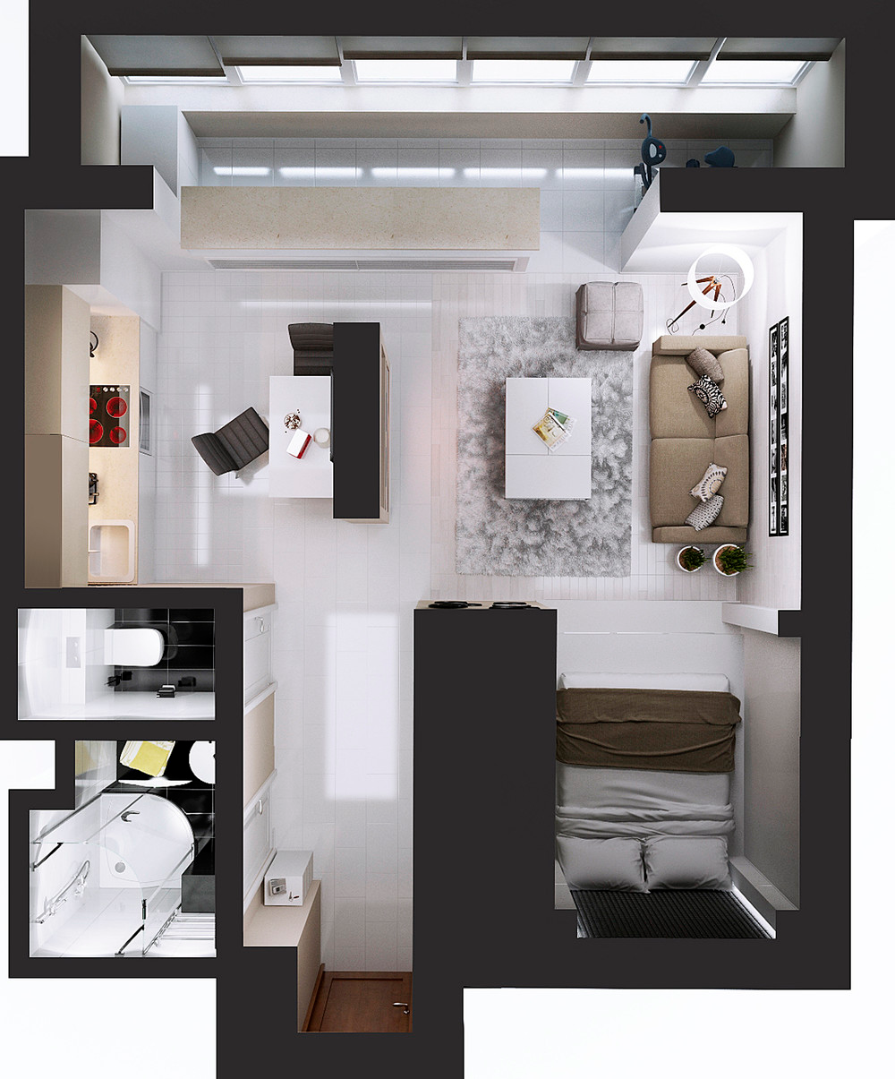 Квартира 33 кв м дизайн планировка Ultimate Studio Design Inspiration: 12 Gorgeous Apartments Квартира, Небольшие п