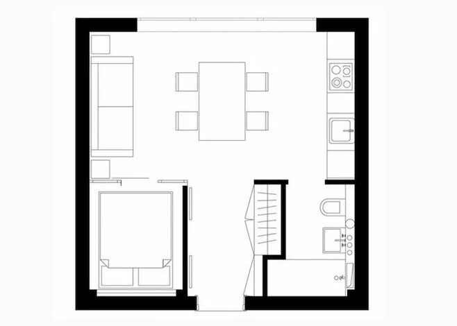 Квартира 33 кв м дизайн планировка Дизайн интерьера квартиры 33 кв.м. Small house design plans, Small floor plans, 