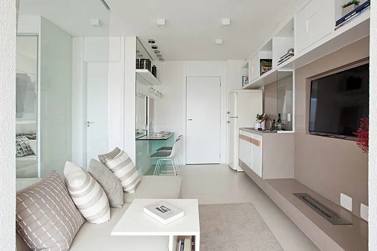 Квартира 35 кв м дизайн Pequeno e Clean - Casa de Valentina Condominium interior design, Small apartment