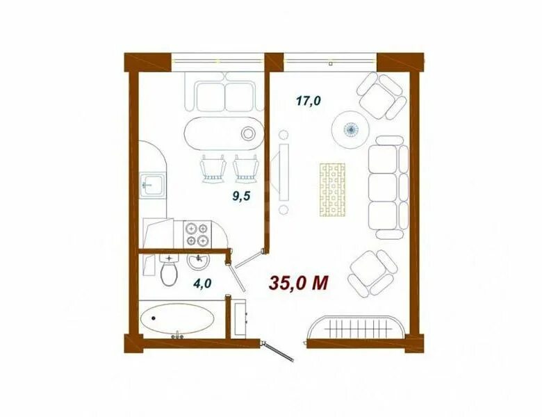 Квартира 36 кв м планировка Квартира, 1 комната, 36 м² - купить в Пыть-Яхе, цена 22 000 руб., продано 26 авг