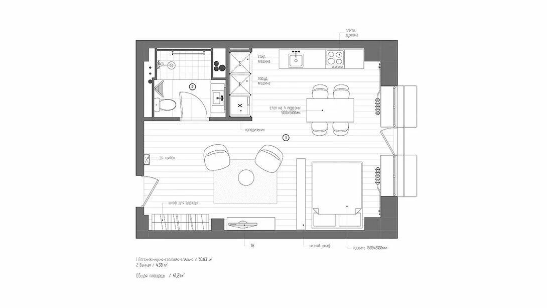 Квартира 39 кв м планировка Small Spaces - Small Studio Apartment - Busyboo Studio apartment layout, Studio 