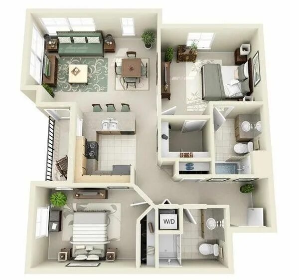 Квартира 4 спальни планировка Twitter Apartment layout, Small house plans, Apartment floor plans