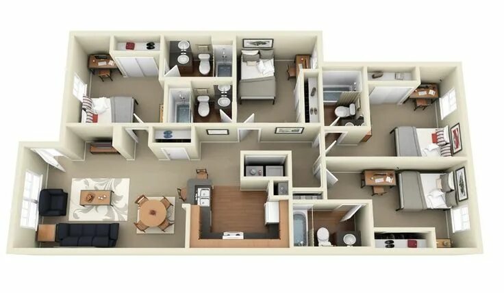 Квартира 4 спальни планировка After having covered 50 floor plans each of studios, 1 bedroom, 2 bedroom and 3 