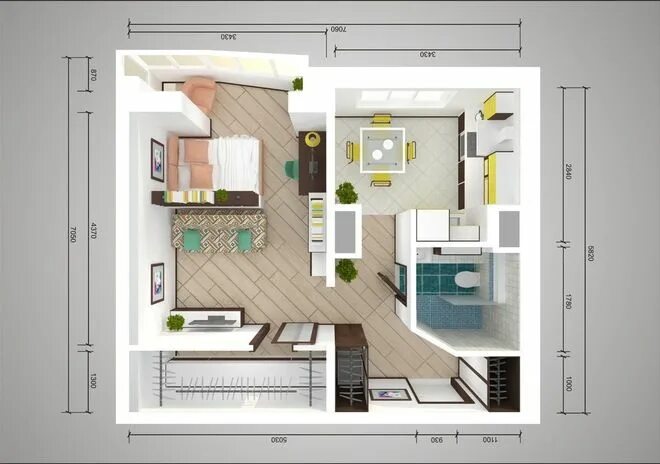 Квартира 44 кв м планировка П44т однушка: планировка и дизайн однокомнатной квартиры с размерами, фото интер