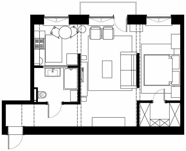 Квартира 45 кв м планировка "Двушка" в Москве, 45 м² Cabin floor plans, Small house plans, Home design plans