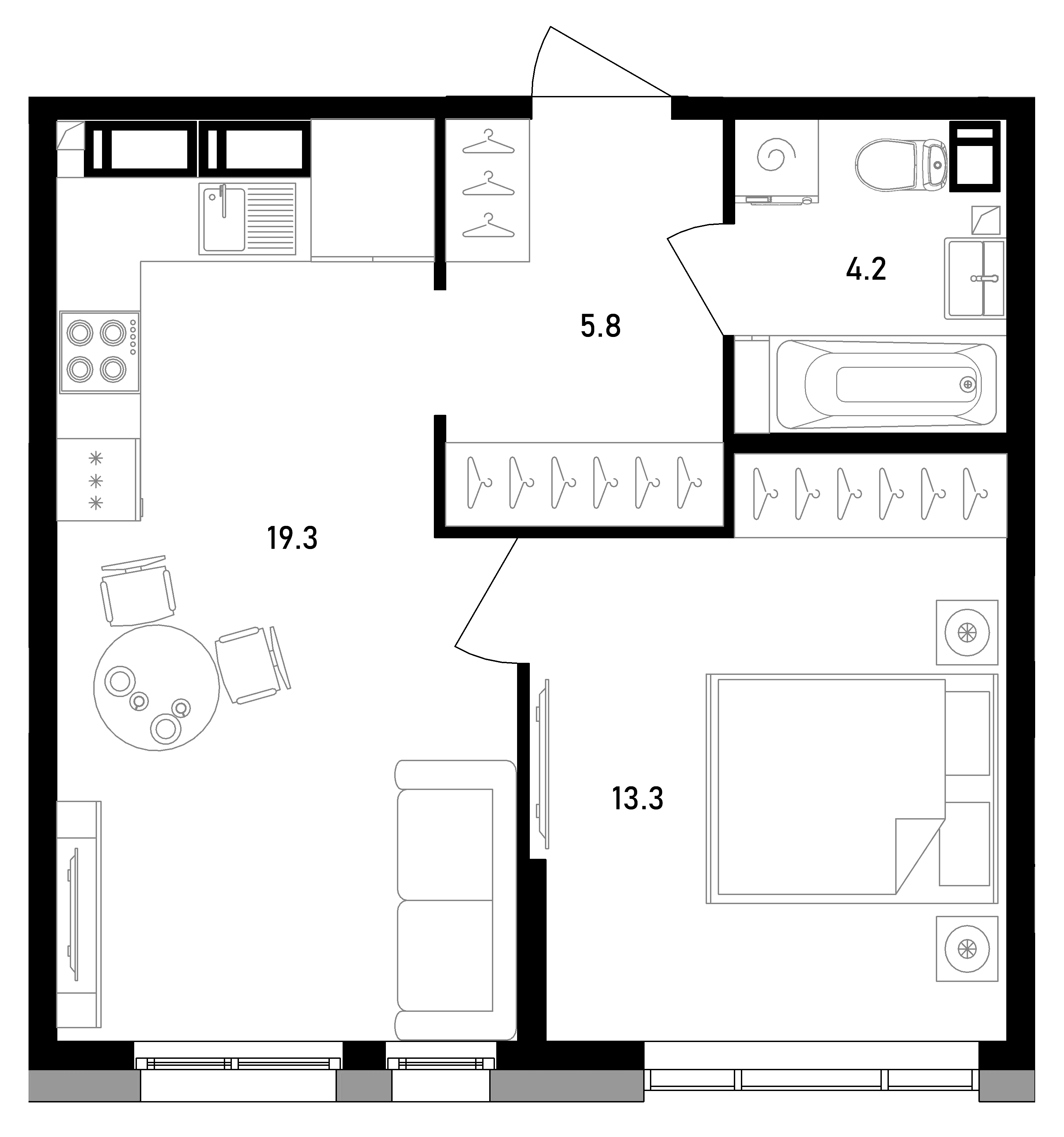 Квартира 48 кв м планировка Квартира 48 дома