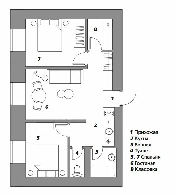 Квартира 50 кв м планировка Квартира для интуристов: советская эстетика в современном прочтении