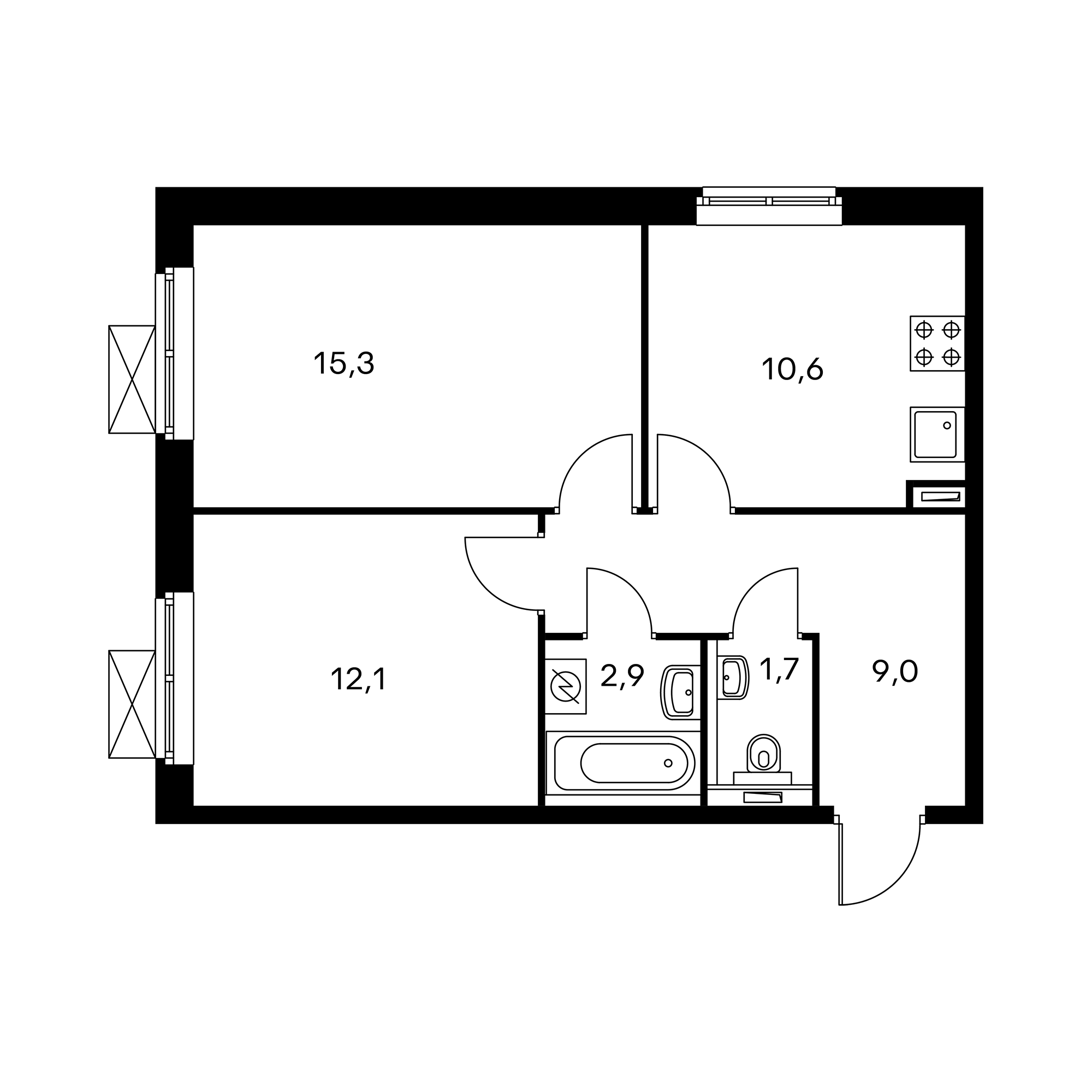 Квартира 50 кв м планировка 2-комнатная квартира 51 м² с отделкой в проекте "Люберецкий" - этаж 2, корпус 9.