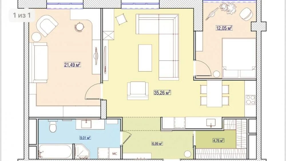 Квартира 64 кв м планировка Линейная планировка квартиры фото - DelaDom.ru