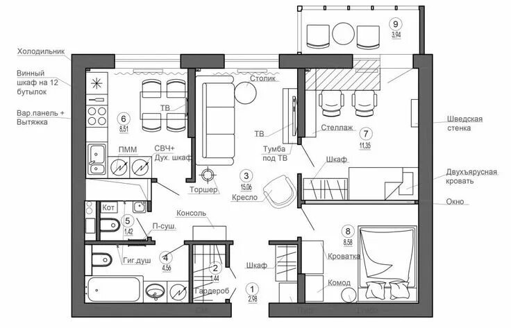 Квартира 64 кв м планировка Пин от пользователя Pierre Bleek на доске Plans maisons План дома, Дизайн неболь
